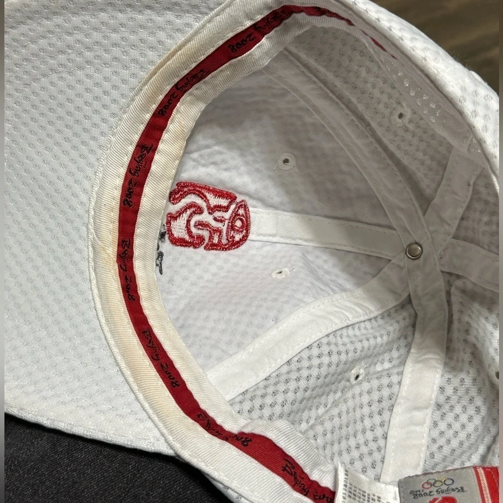 Beijing 2008 Olympics 100% Polyester Velcro White Cap